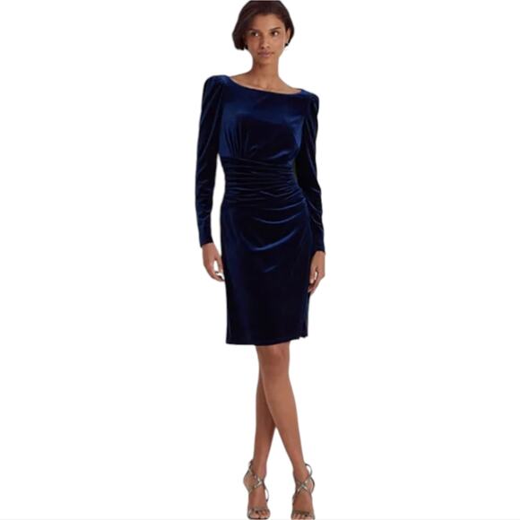 Ralph Lauren Women's Printed Cocktail Mini Dress Navy Size 12 main image 1